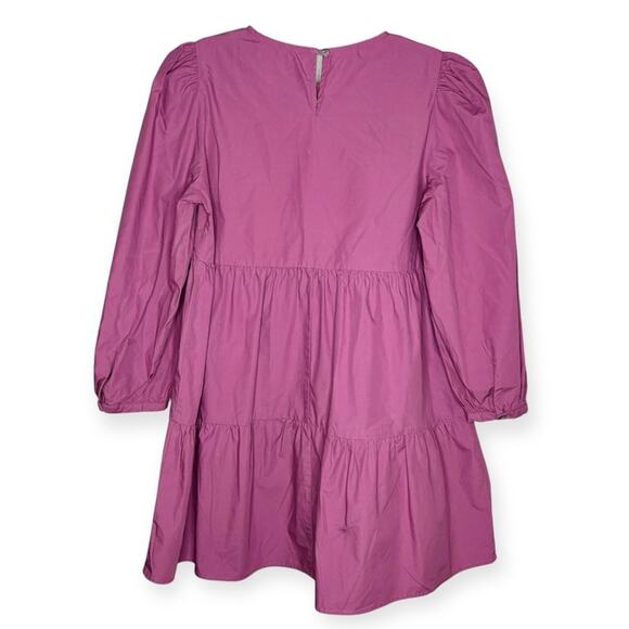 KARLIE Purple Ruffled Mini Sundress with Puff Sleeves Women's size Small - Picture 7 of 7